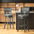 26" Counter Height Bar Chair with Wooden Frame Swivel Seat and Footrest for Pub Bar Restaurant