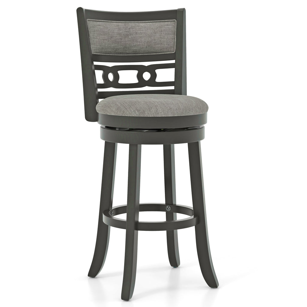 26" Counter Height Bar Chair with Wooden Frame Swivel Seat and Footrest for Pub Bar Restaurant