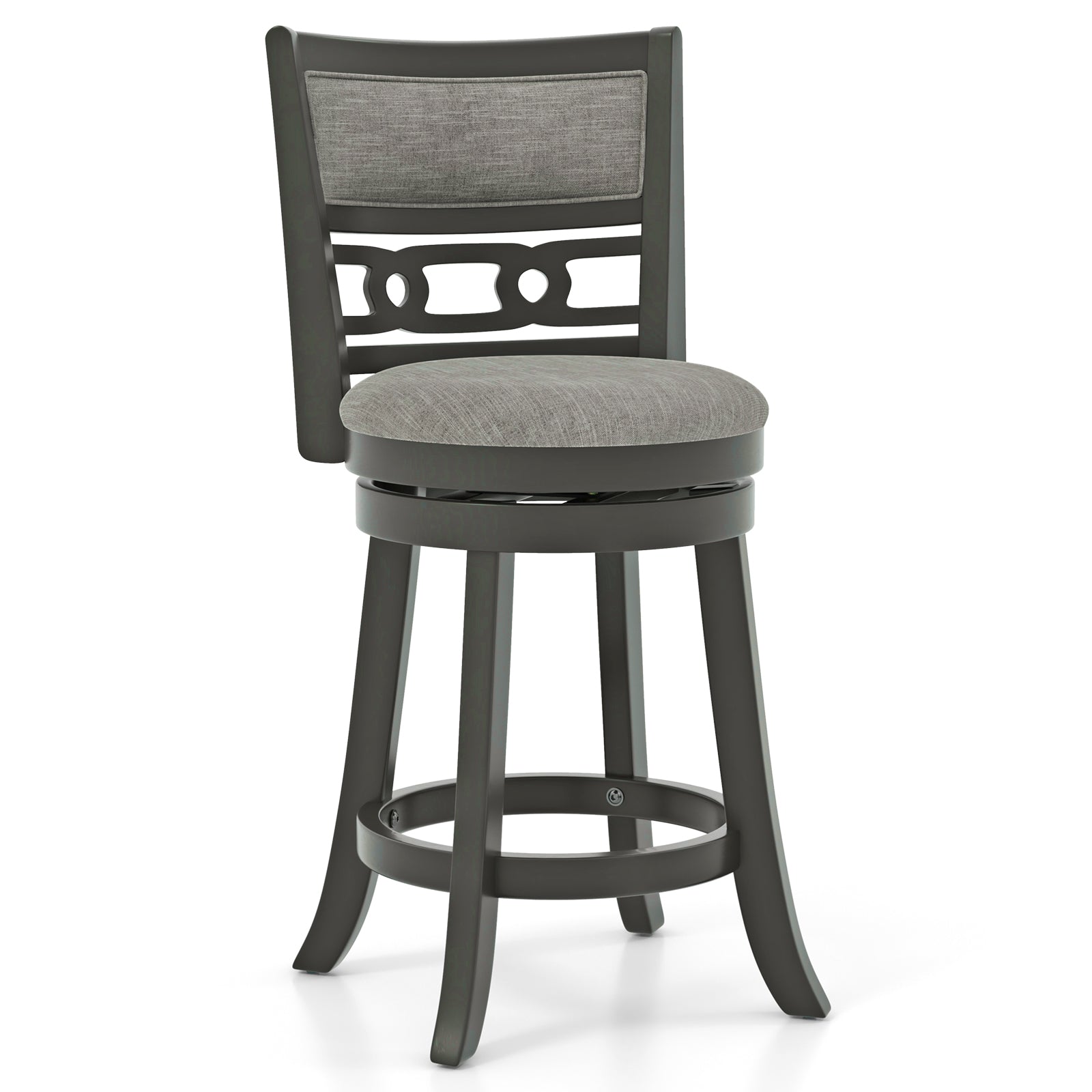 26" Counter Height Bar Chair with Wooden Frame Swivel Seat and Footrest for Pub Bar Restaurant