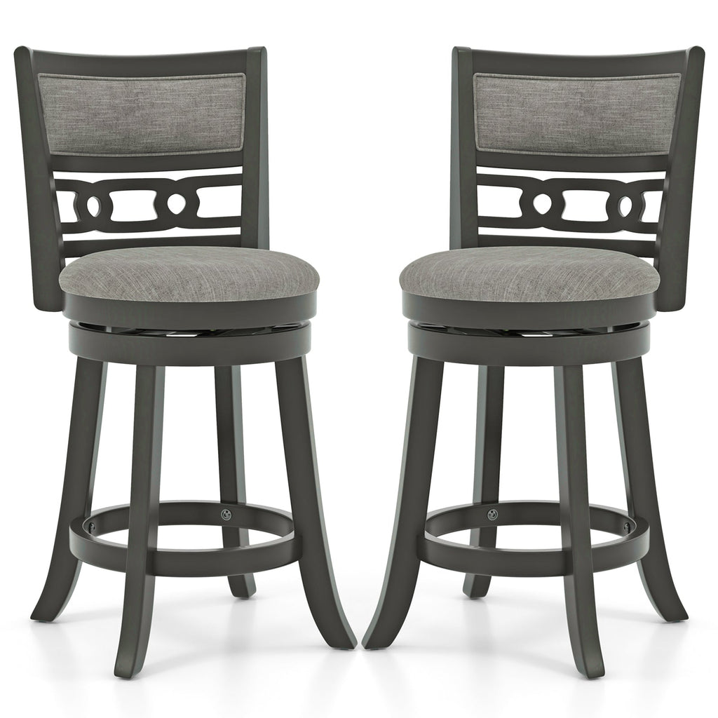 26" Counter Height Bar Chair with Wooden Frame Swivel Seat and Footrest for Pub Bar Restaurant