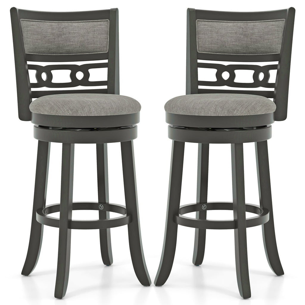26" Counter Height Bar Chair with Wooden Frame Swivel Seat and Footrest for Pub Bar Restaurant