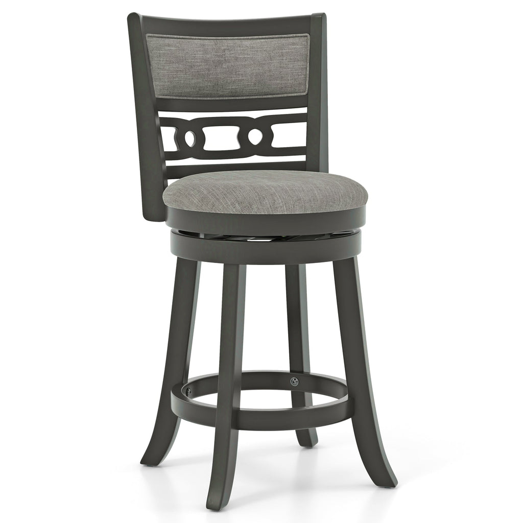 26" Counter Height Bar Chair with Wooden Frame Swivel Seat and Footrest for Pub Bar Restaurant
