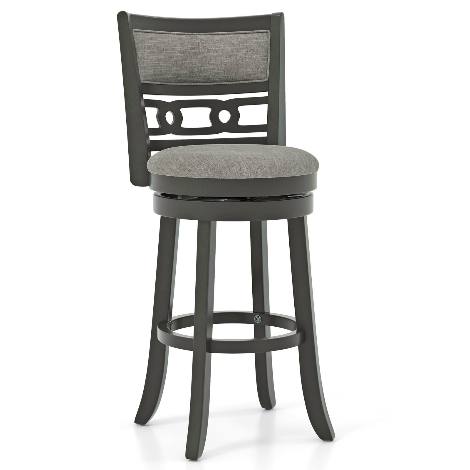26" Counter Height Bar Chair with Wooden Frame Swivel Seat and Footrest for Pub Bar Restaurant