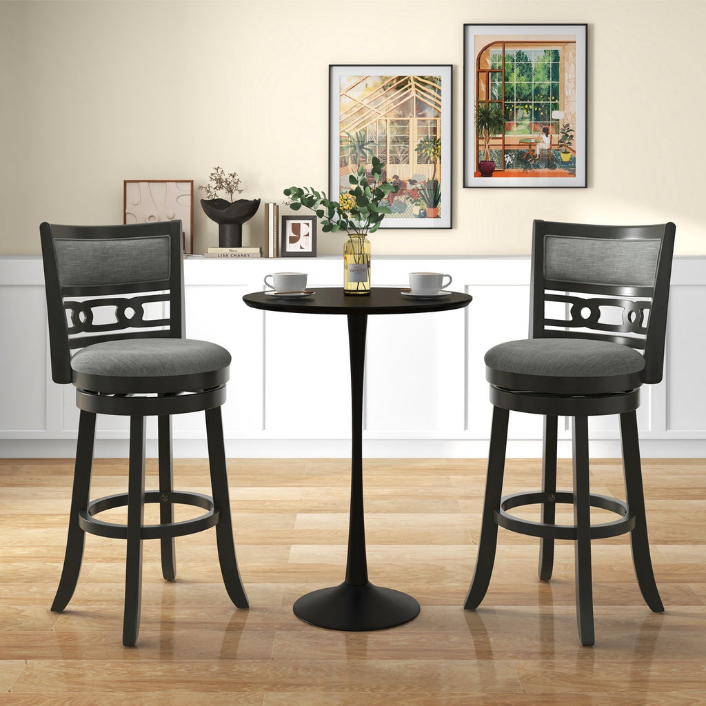 26" Counter Height Bar Chair with Wooden Frame Swivel Seat and Footrest for Pub Bar Restaurant
