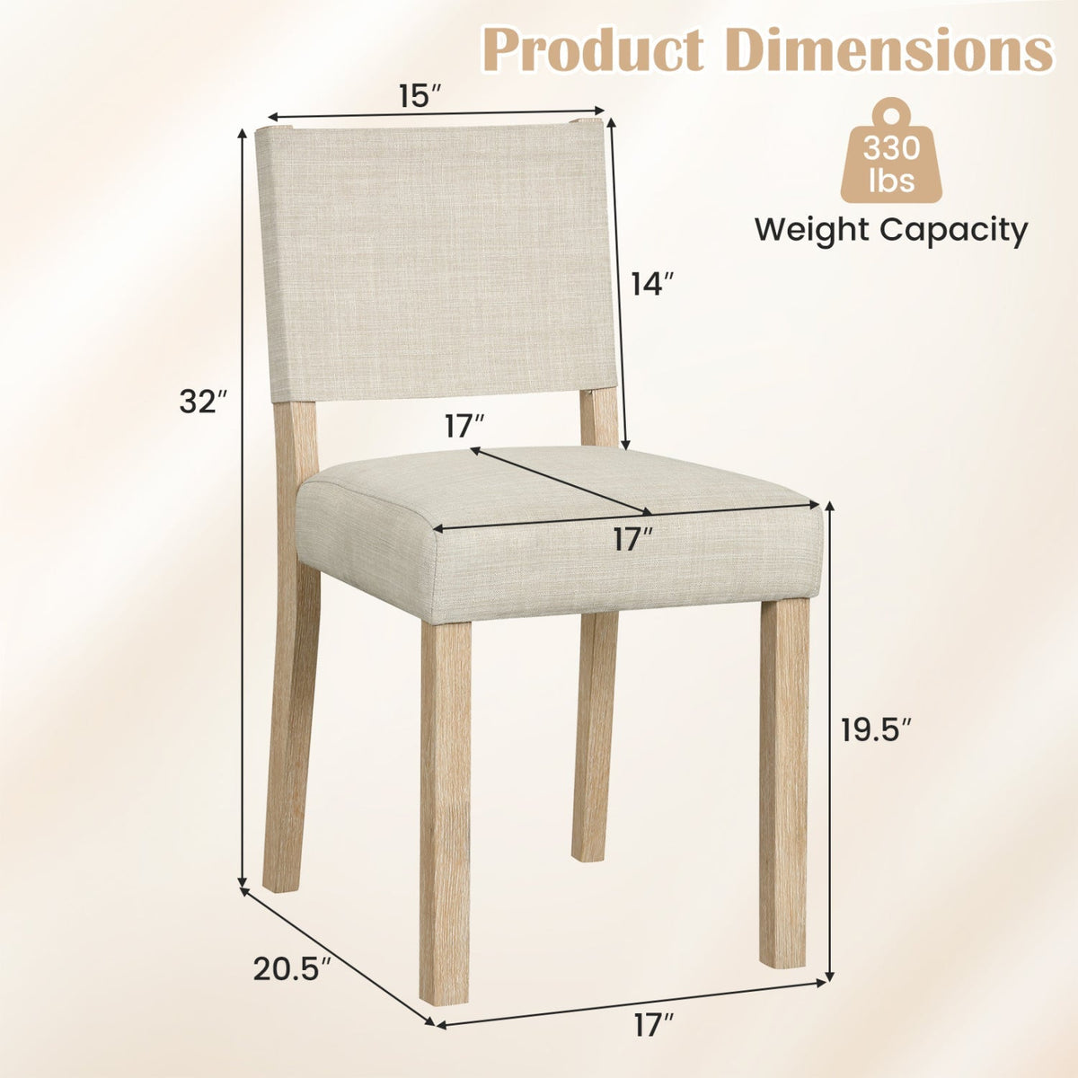 Upholstered Dining Chairs Set of 4 with Rubber Wood Legs
