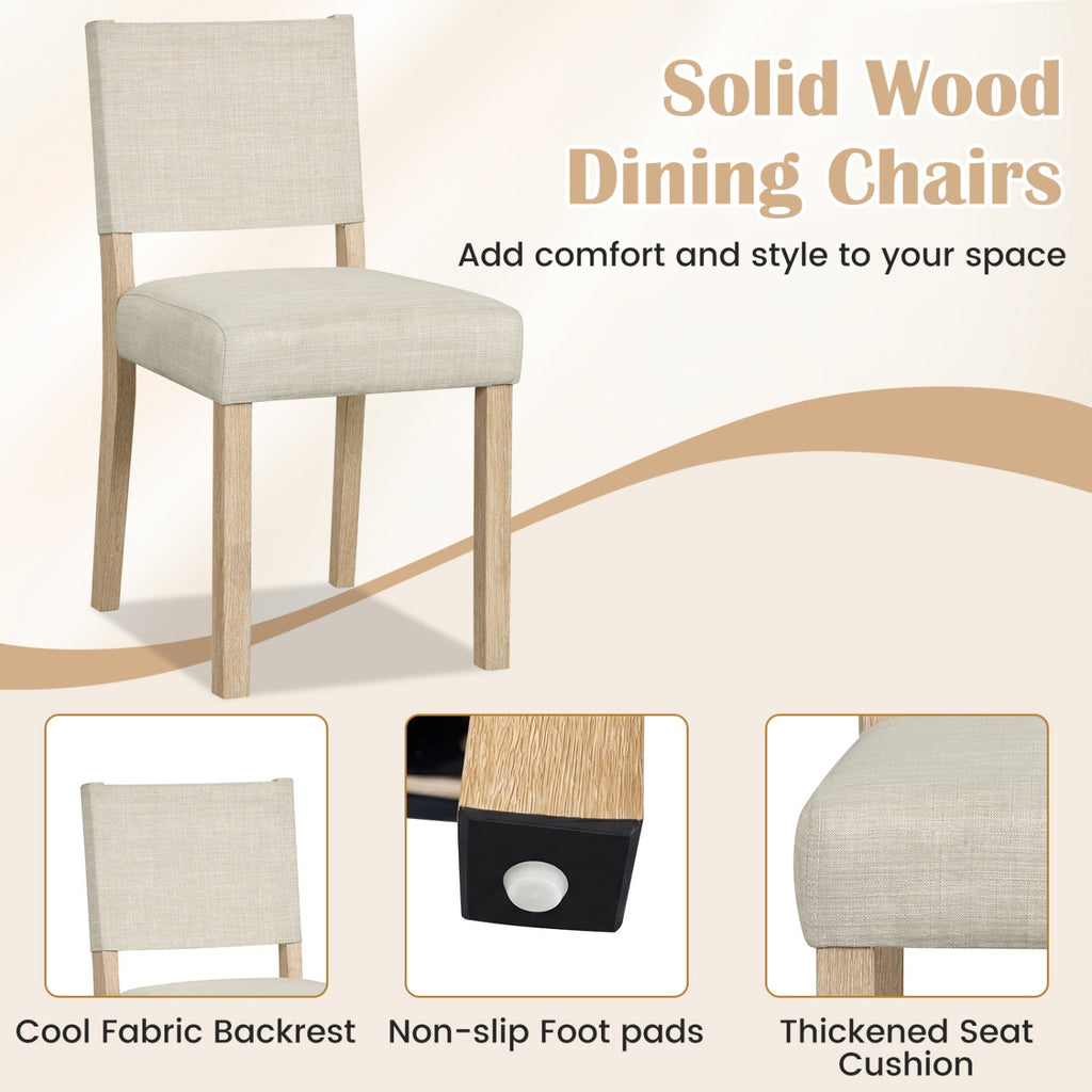 Upholstered Dining Chairs Set of 4 with Rubber Wood Legs
