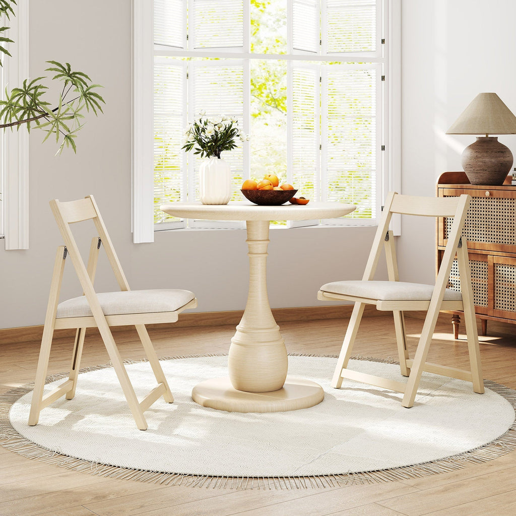 Folding Upholstered Dining Chair Set of 4 with Curved Backrest