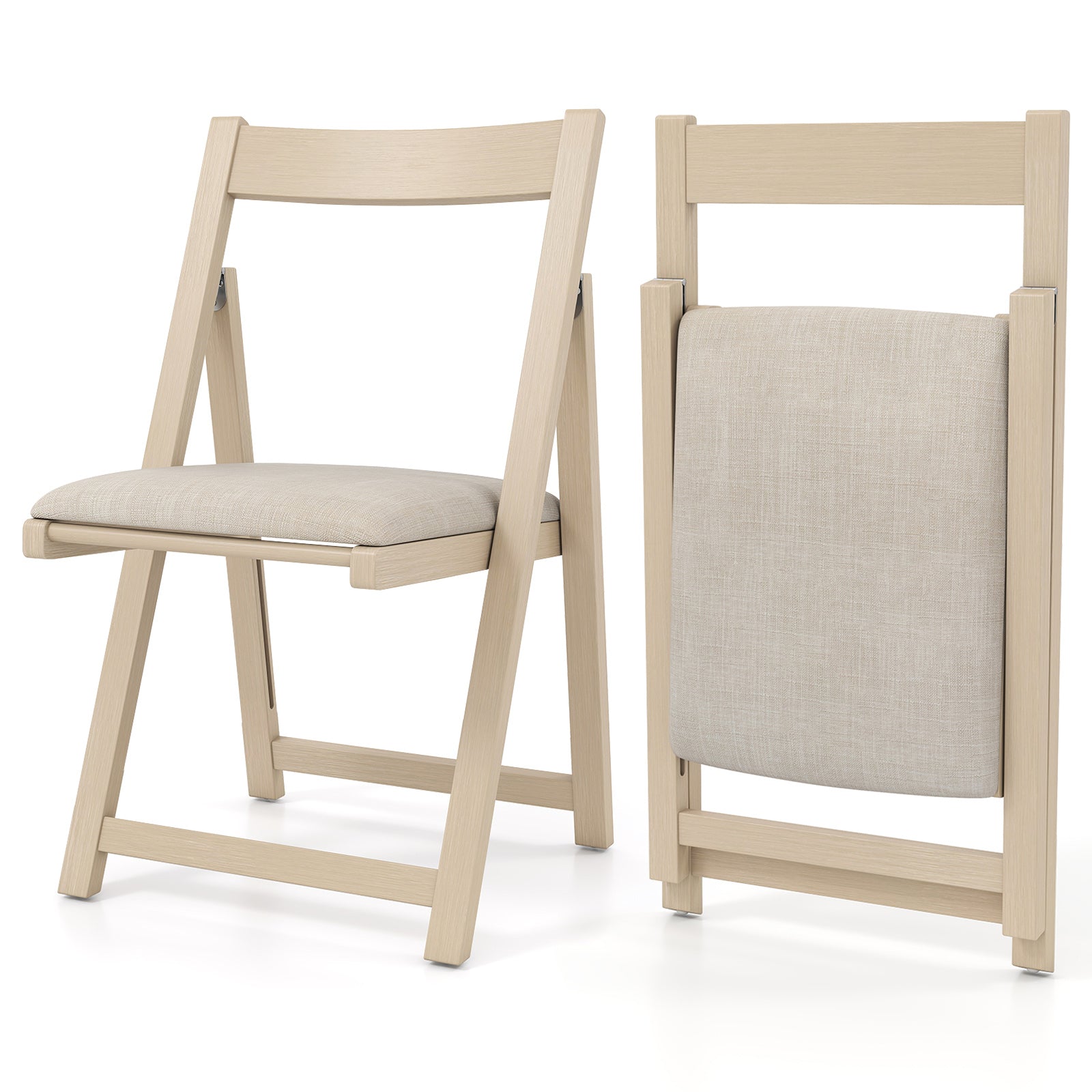 Folding Upholstered Dining Chair Set of 4 with Curved Backrest