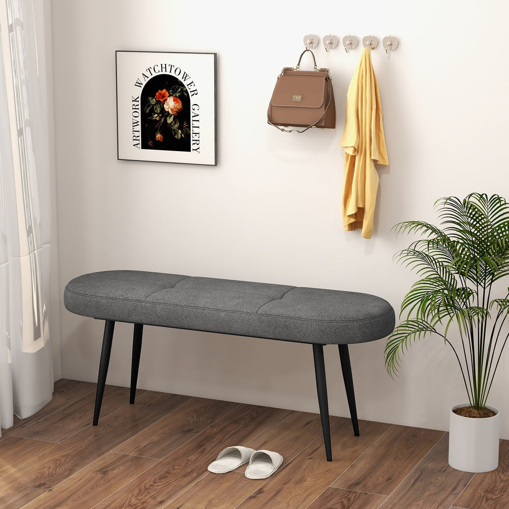 47 Inch Upholstered Entryway Bench with Heavy-duty Metal Frame