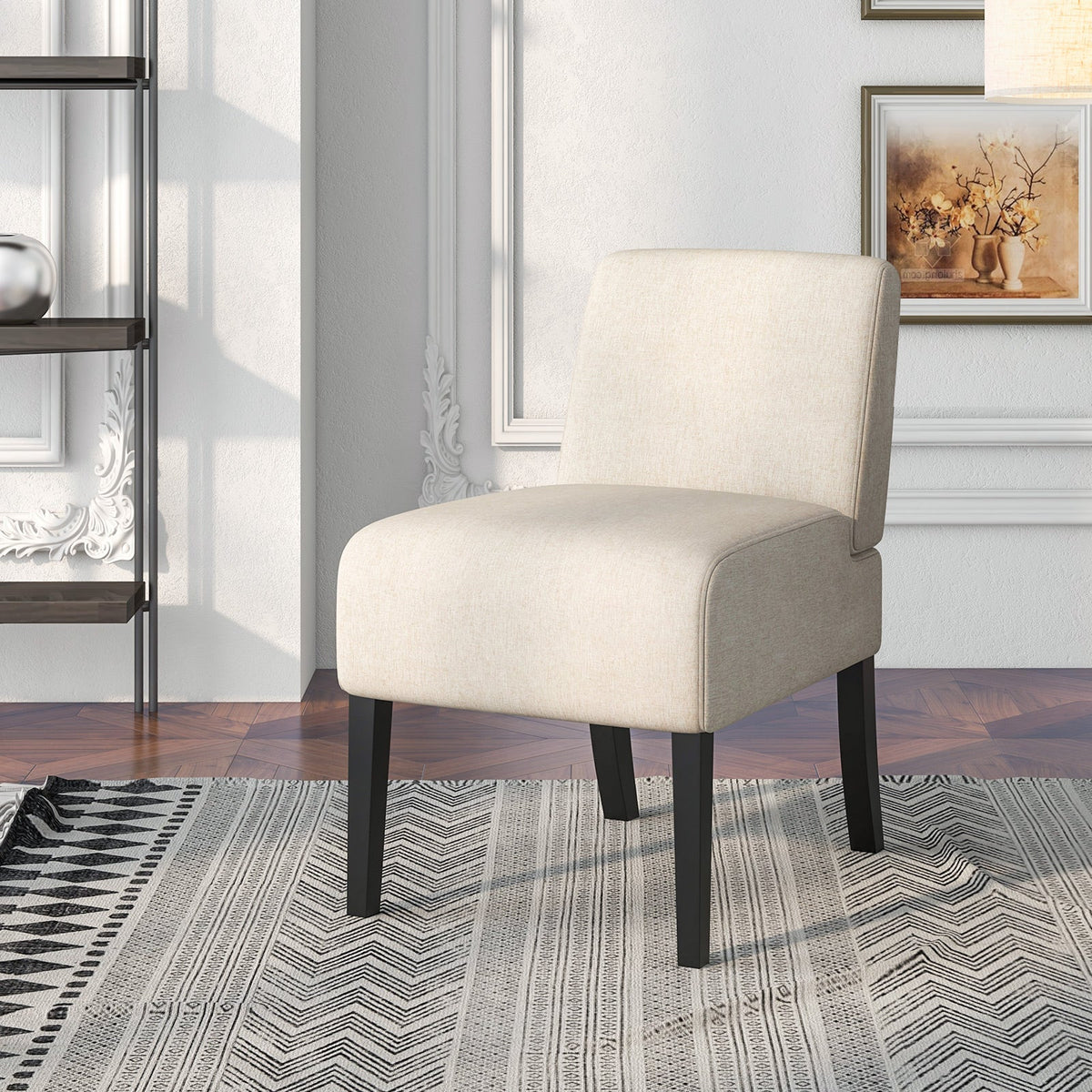 Upholstered Living Room Chair with Rubber Wood Legs