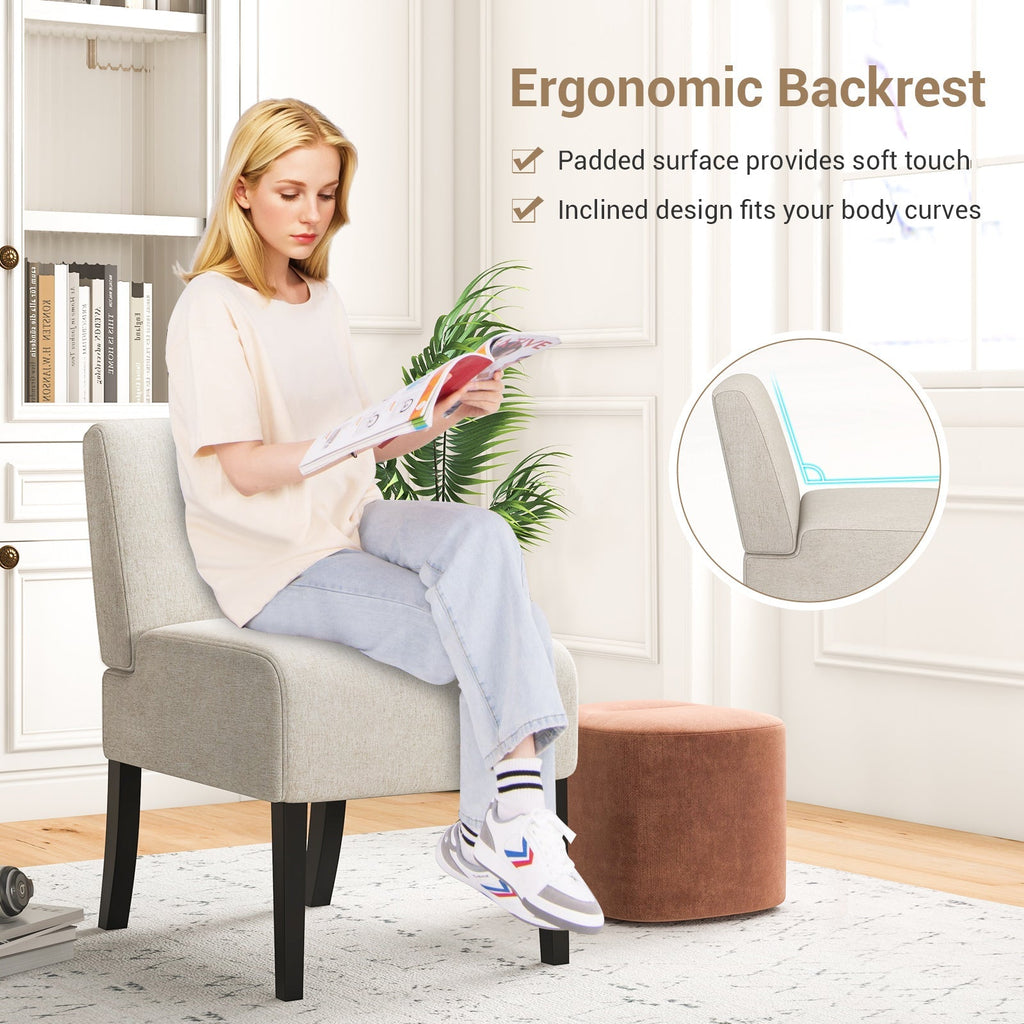 Upholstered Living Room Chair with Rubber Wood Legs