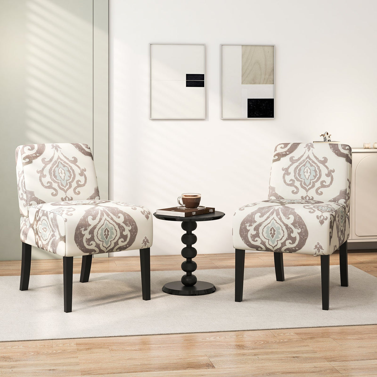 Upholstered Living Room Chair with Rubber Wood Legs
