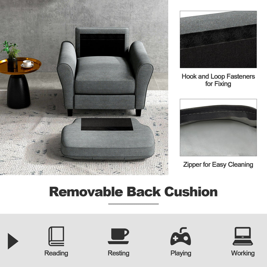 Modern Upholstered Accent Chair with Rubber Wood Legs