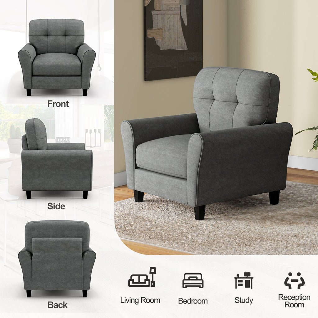 Modern Upholstered Accent Chair with Rubber Wood Legs