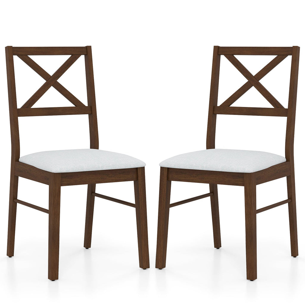 Upholstered Side Dining Chairs Set of 2 with Rubber Wood Frame