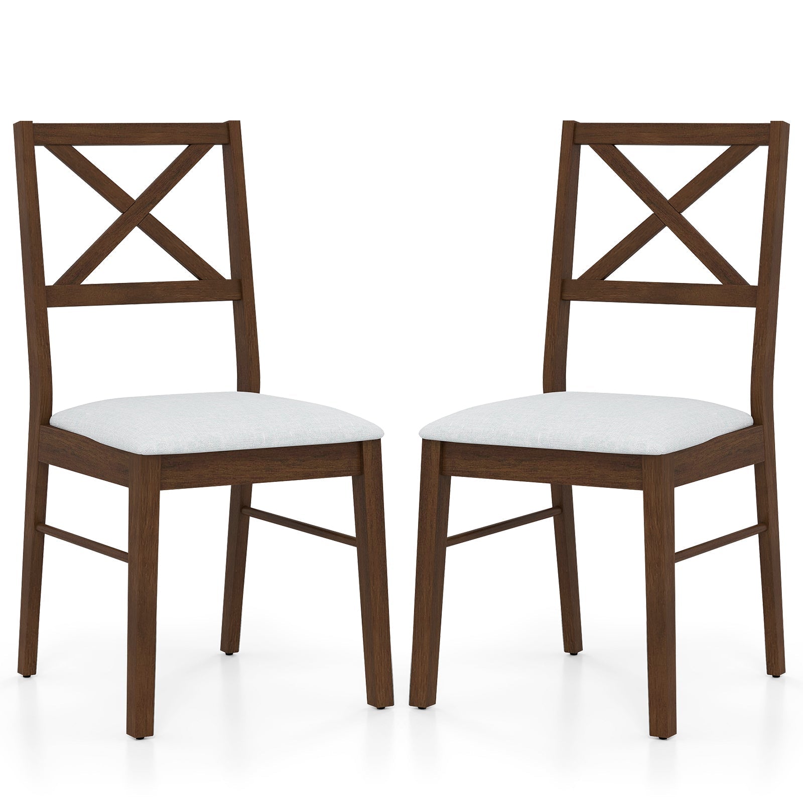 Upholstered Side Dining Chairs Set of 2 with Rubber Wood Frame