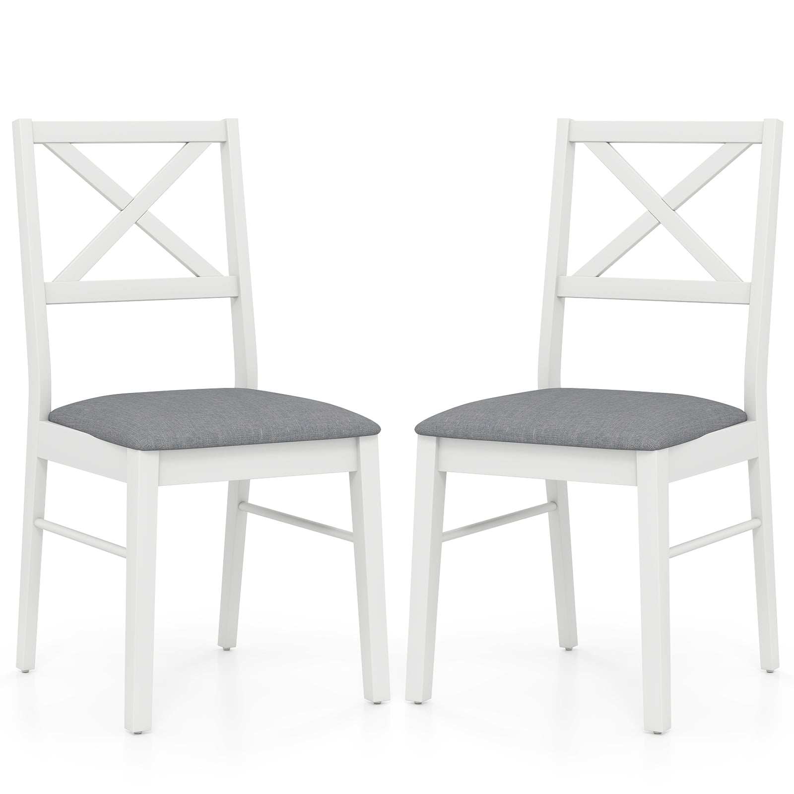 Upholstered Side Dining Chairs Set of 2 with Rubber Wood Frame