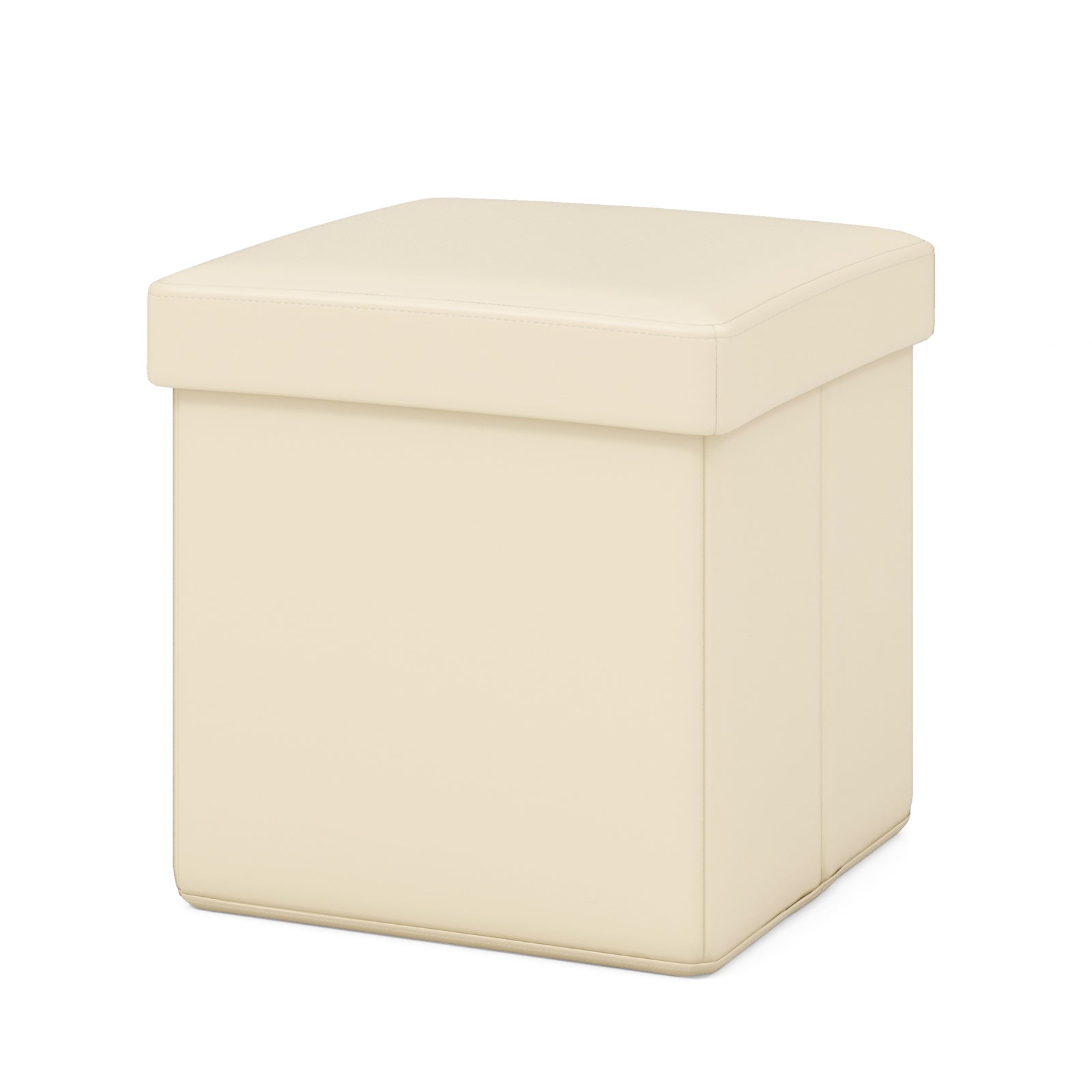 Upholstered Square Footstool with PVC Leather Surface for Bedroom