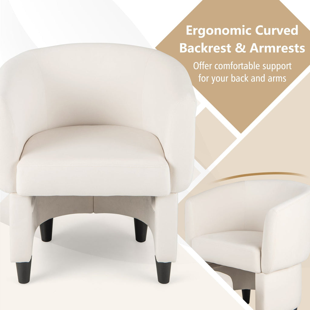 Upholstered Velvet Barrel Chair with Ottoman