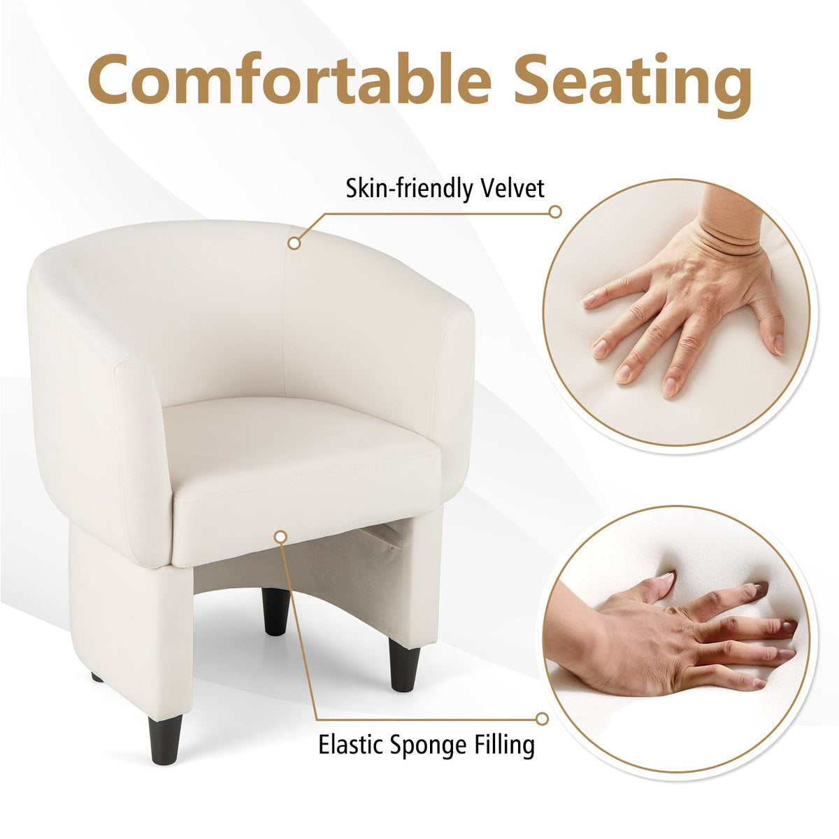 Upholstered Velvet Barrel Chair with Ottoman