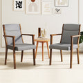 Upholstered Wooden Accent Chairs Set of 2 with High Back and Soft Cushion-Gray