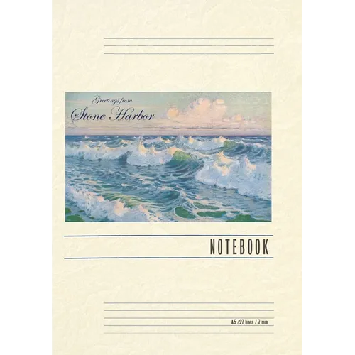 Vintage Lined Notebook Greetings from Stone Harbor, New Jersey, Seascape - Paperback