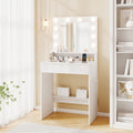 Vanity Desk with Adjustable Brightness and 3 Light Modes for Bedroom-White