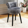 Velvet Vanity Chair with Back Upholstered Vanity Stool with Tufted Low Back and Solid Wood Legs