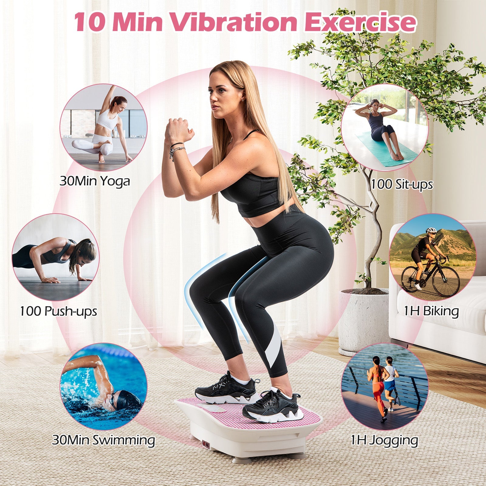 Vibration Plate Exercise Machine for Lymphatic Drainage and Weight Loss with 10 Speed Intensities