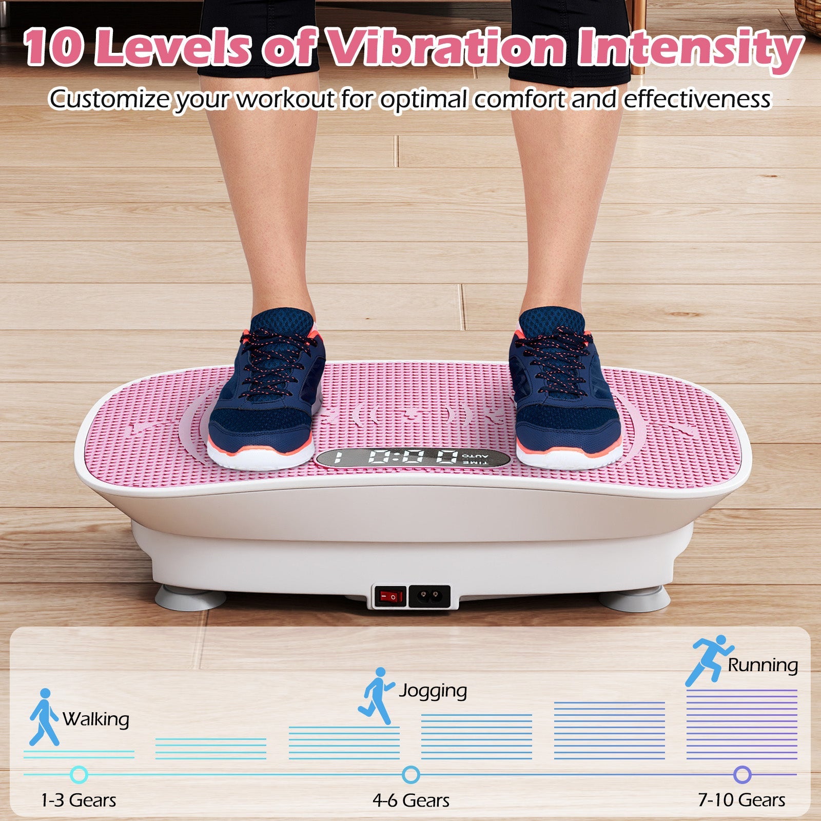 Vibration Plate Exercise Machine for Lymphatic Drainage and Weight Loss with 10 Speed Intensities