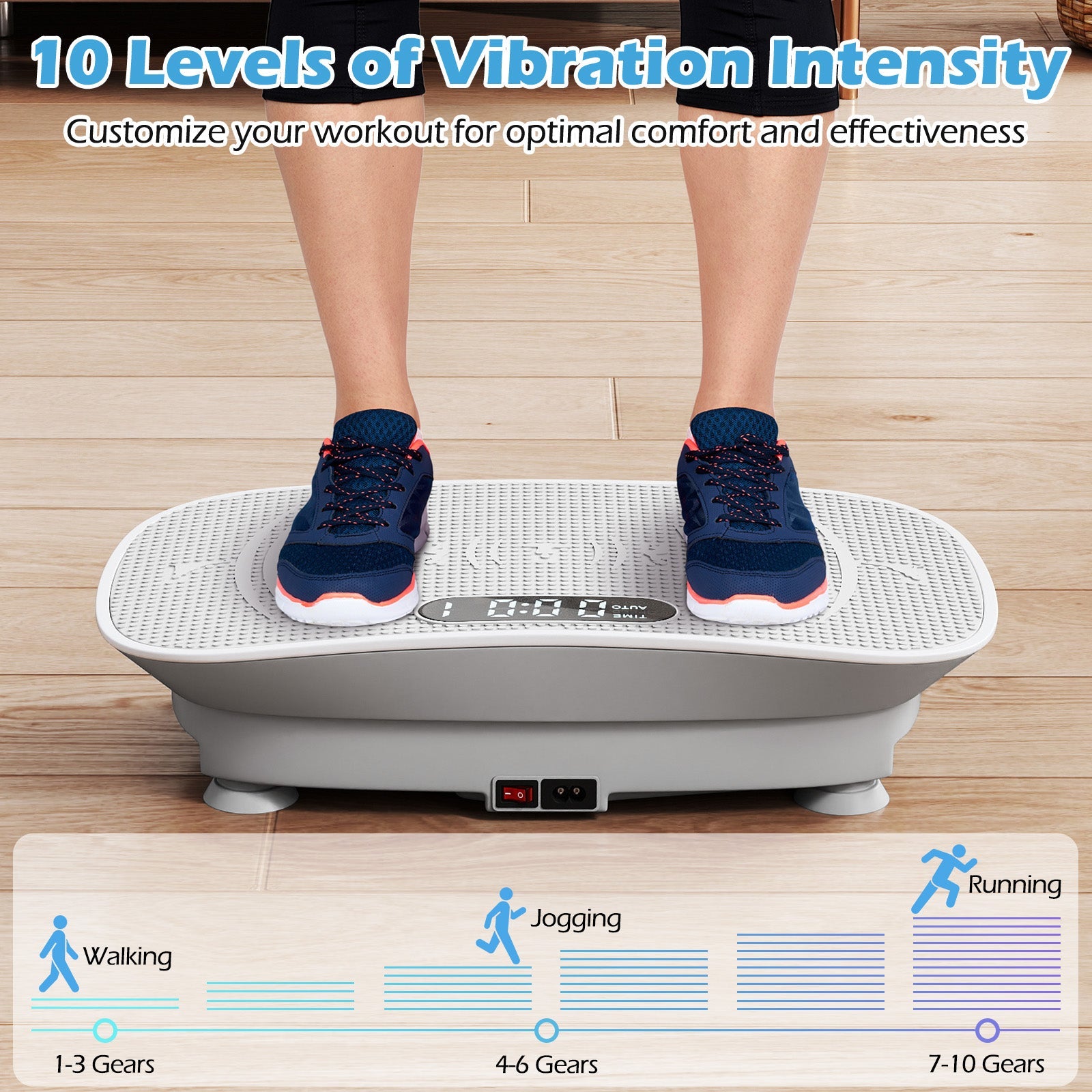 Vibration Plate Exercise Machine for Lymphatic Drainage and Weight Loss with 10 Speed Intensities