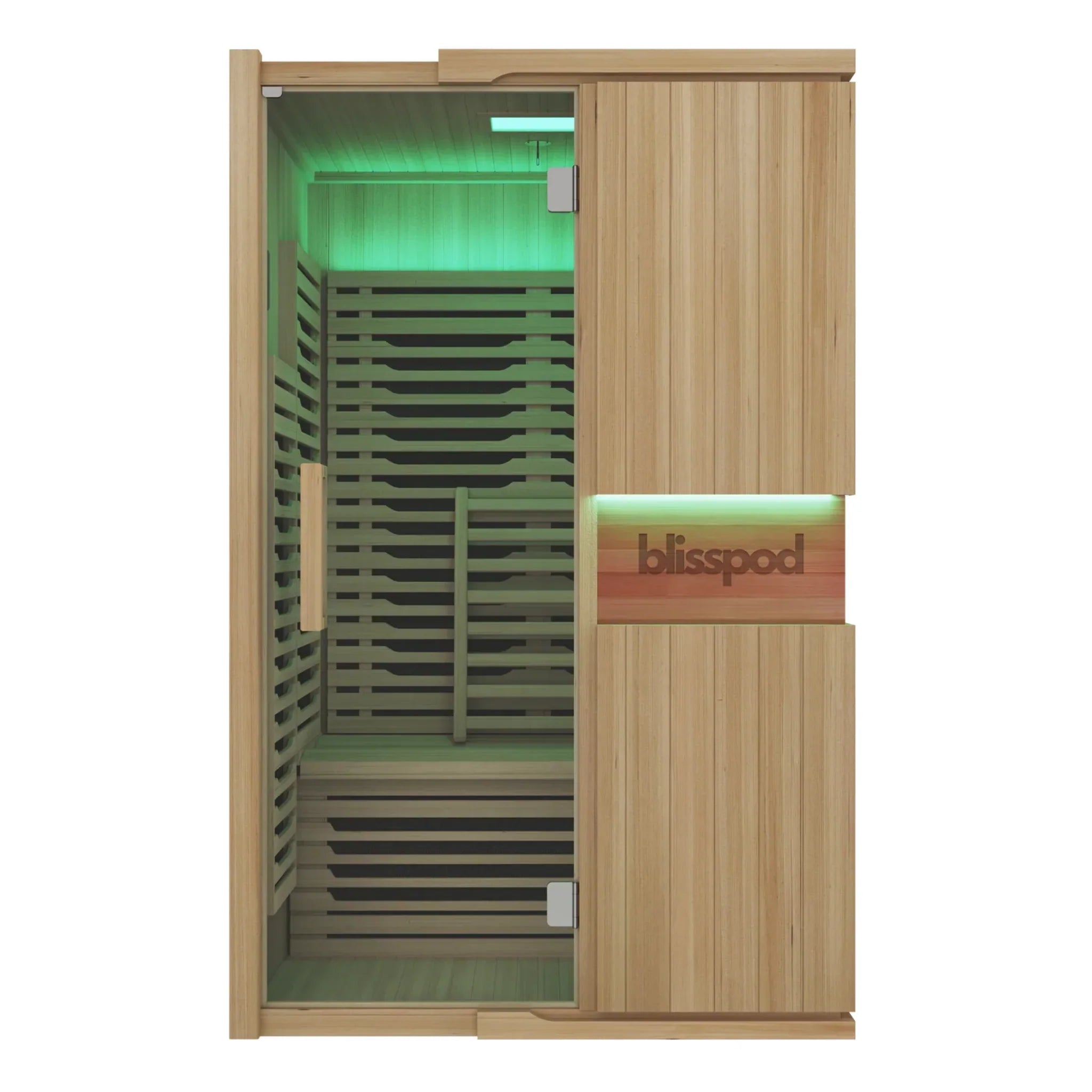 Blisspod | Milano | Full Spectrum Sauna | Canadian Hemlock Wood | Ultra Low EMF | 5 Far Infrared & 1 Red Glass Heater | Chromotherapy | Upto 2 Person