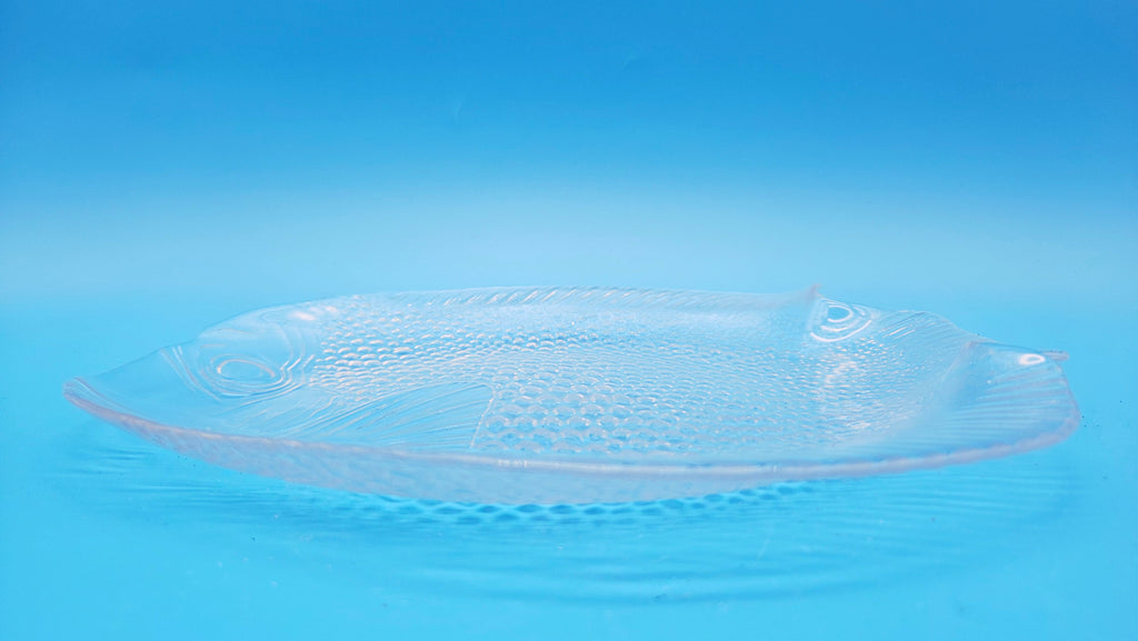 Vintage Clear Glass Fish Plate (10" x 8.25")