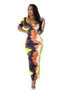 Multi Color V-NecK Maxi Dress