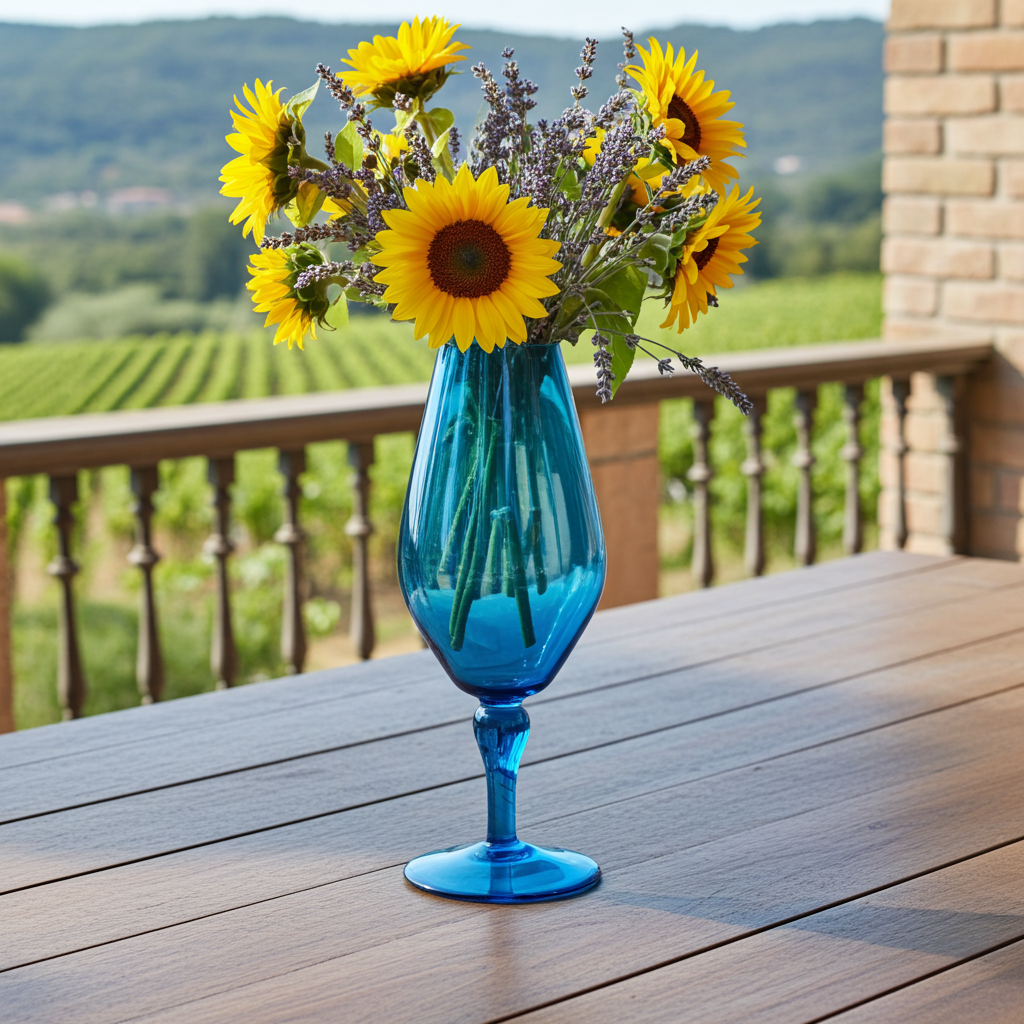 Italian Empoli Teardrop Art Glass Vase – Blue Mid‑Century Accent