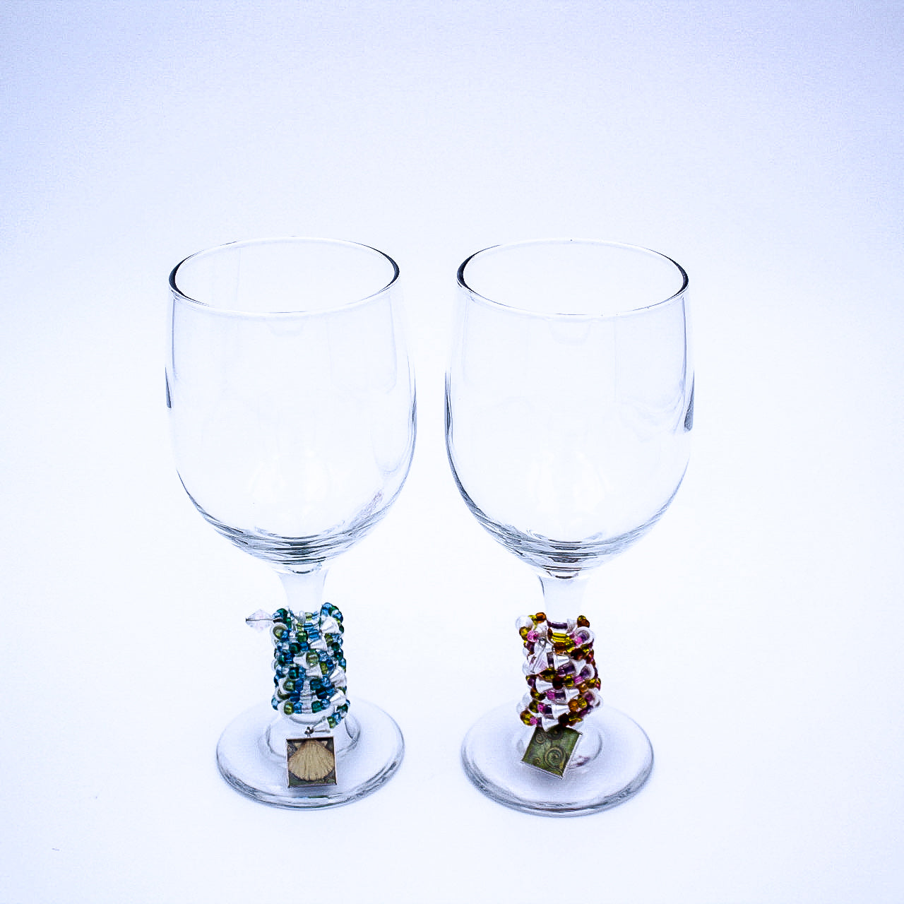 Beaded Wine Glasses Set of 2 - Holiday Gift