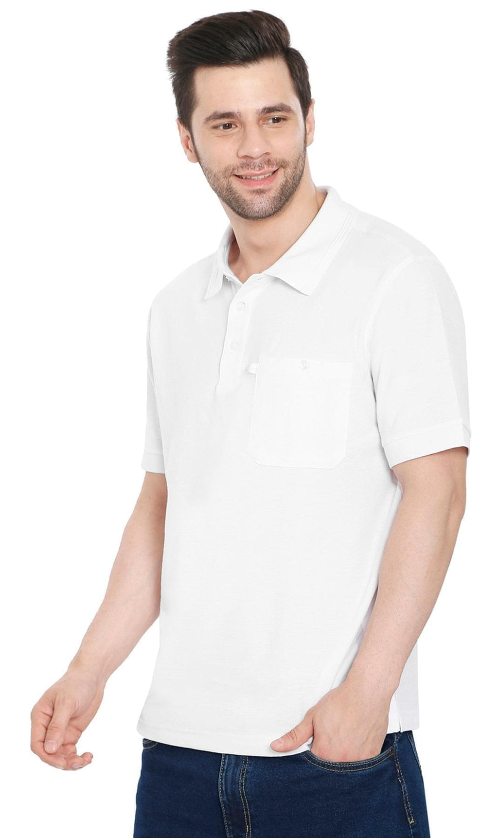 Men's Short Sleeve Polo Shirt — Pique Knit Cotton Blend with Chest Pocket