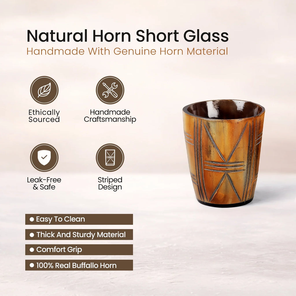Whiskey Shot Cups Set Crossroad Pattern Real Ox Horn 6.5 oz, Pack 4, 8 & 12
