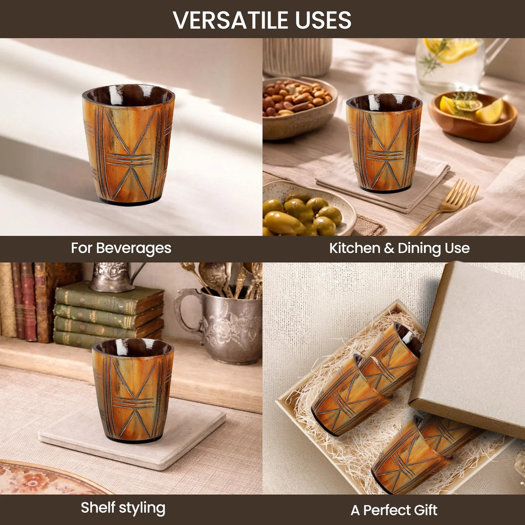 Whiskey Shot Cups Set Crossroad Pattern Real Ox Horn 6.5 oz, Pack 4, 8 & 12
