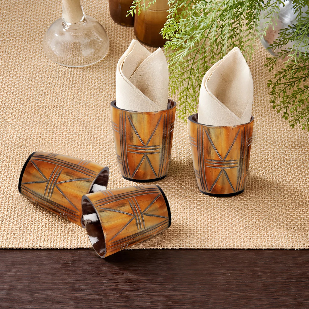 Whiskey Shot Cups Set Crossroad Pattern Real Ox Horn 6.5 oz, Pack 4, 8 & 12