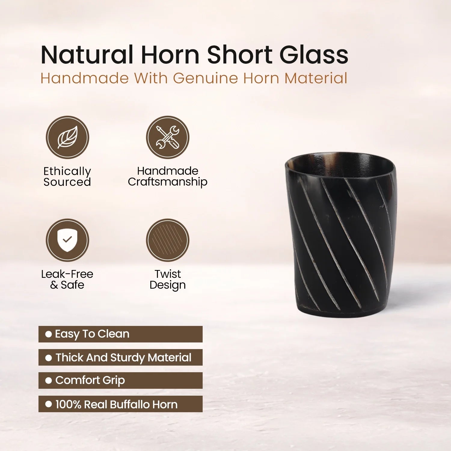 Whiskey Shot Cups Set Twist Pattern Real Ox Horn 6.5 oz, Pack 4, 8 & 12