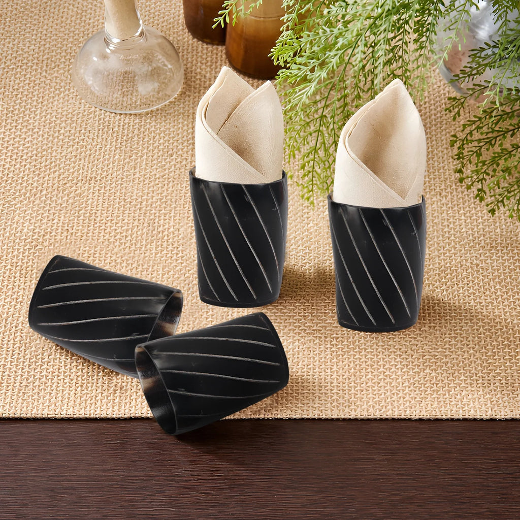 Whiskey Shot Cups Set Twist Pattern Real Ox Horn 6.5 oz, Pack 4, 8 & 12