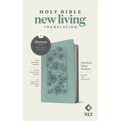 NLT Premium Value Thinline Bible, Filament Enabled (Leatherlike, Bouquet Teal) - Imitation Leather