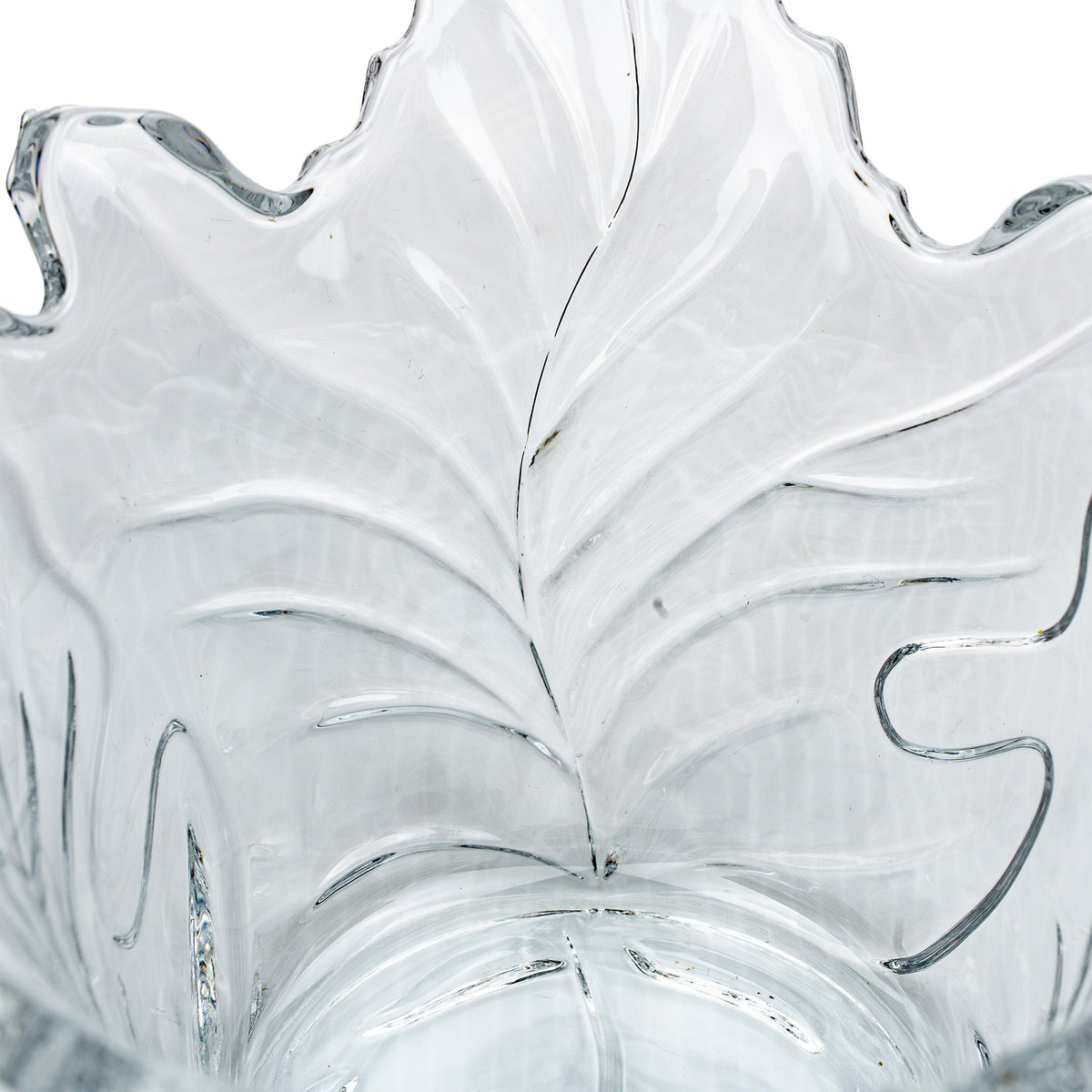 Maple Leaf Lead Crystal Bowl - Scalloped Ruffled Rim