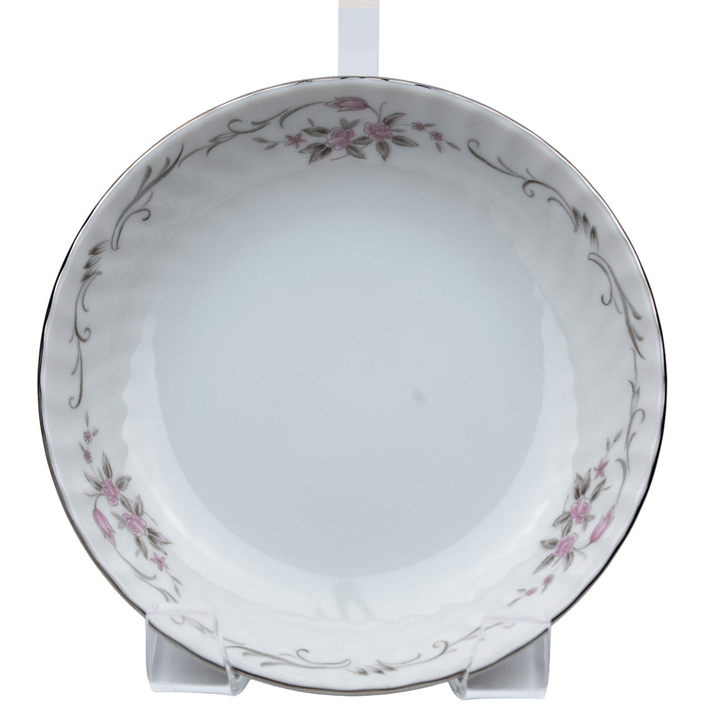 Gold Standard GST1 Porcelain Fruit Bowl – Pink Rosebud Silver Edge