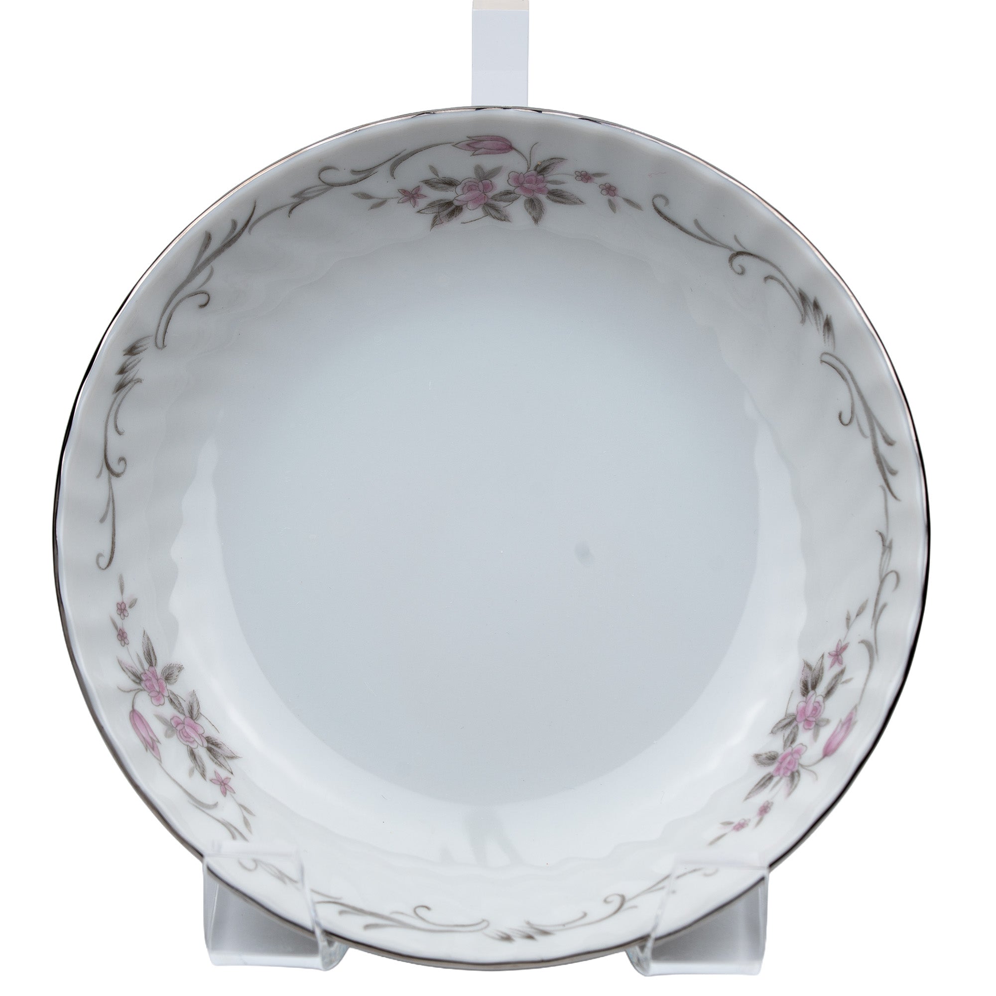 Gold Standard GST1 Porcelain Fruit Bowl – Pink Rosebud Silver Edge