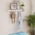 Wall Hooks with Shelf 31.5inch Wooden Coat Rack with 6 Hooks for Hats Towels Purses Robes