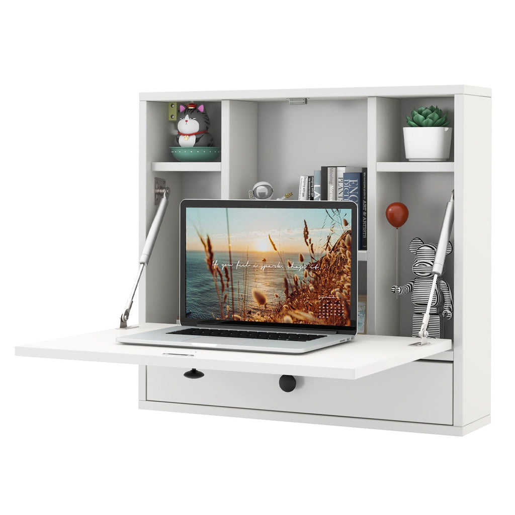 Wall-Mount Floating Desk Foldable Space Saving Laptop Workstation