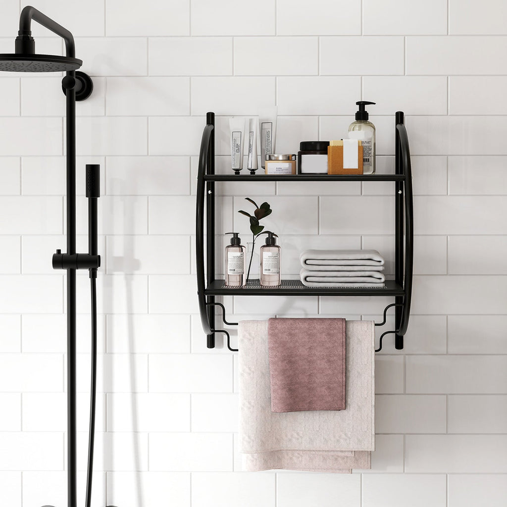 2-Tier Wall Mounted Bathroom Towel Rack with Towel Bars