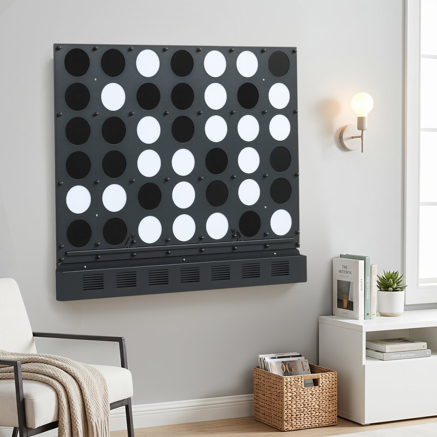 Wall-Mounted Jumbo 4-in-a-Row Game with Acrylic Discs